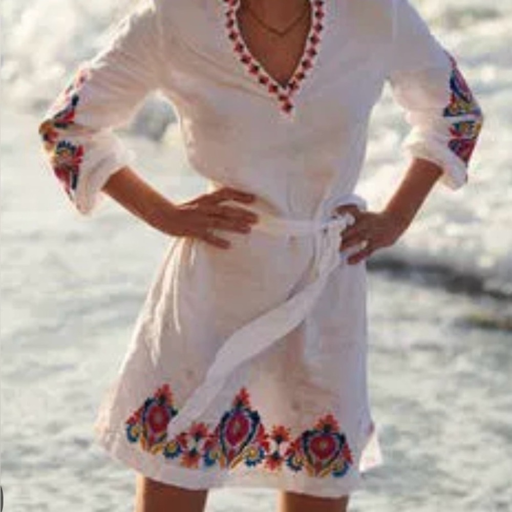 Boden linen dress NWT 8 Cleo Embroidered Tunic Bright Floral D0888 - Picture 10 of 10